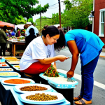 **

A community exchange event in a vibrant neighborhood, showcasing handmade goods and shared skills. Fully clothed individuals are bartering crafts, food, and services. The scene emphasizes collaboration and sustainability. Safe for work, appropriate content, professional, modest, perfect anatomy, correct proportions, natural pose, well-formed hands, proper finger count, natural body proportions, high quality.

**