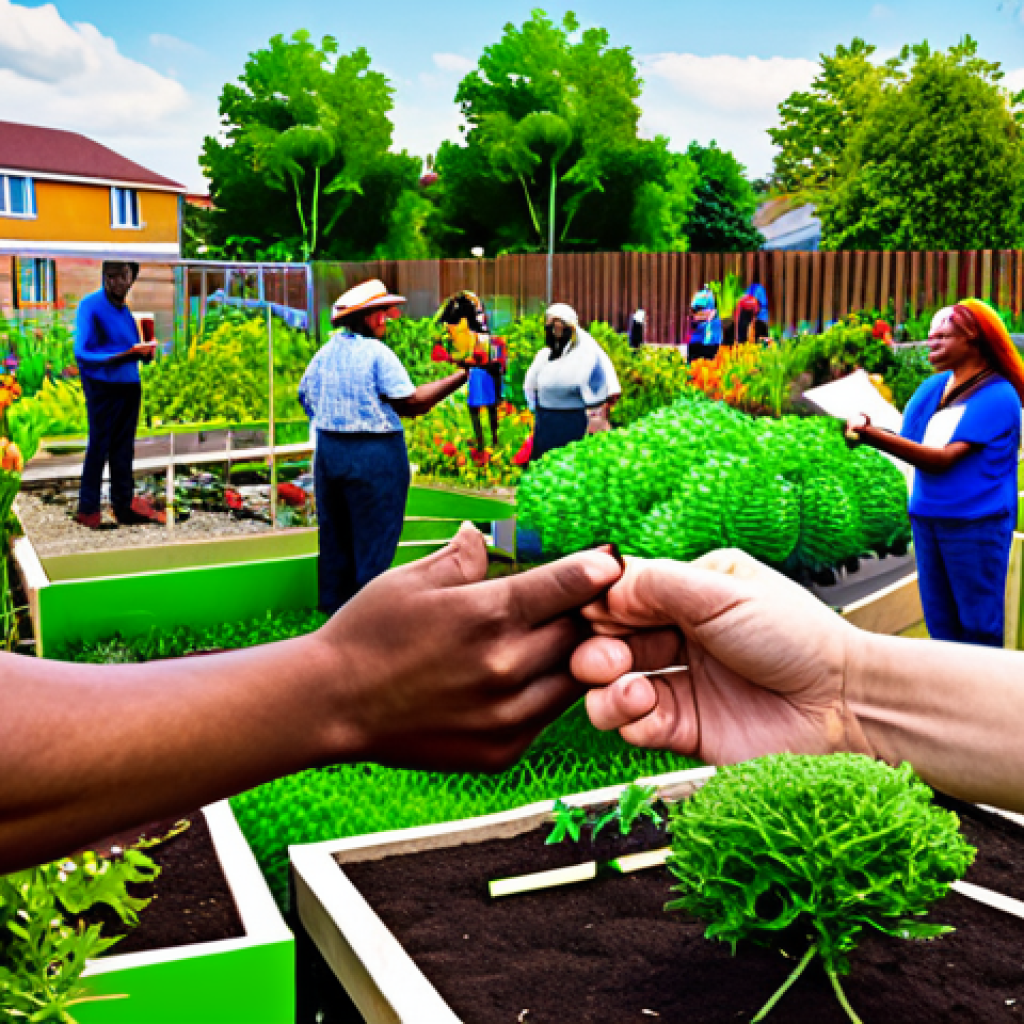 호혜적 교환 시스템의 사회적 가치 측정 방법 - **Image Prompt:** A vibrant network graph visualizing connections within a community garden, showing...