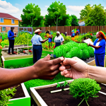 호혜적 교환 시스템의 사회적 가치 측정 방법 - **Image Prompt:** A vibrant network graph visualizing connections within a community garden, showing...